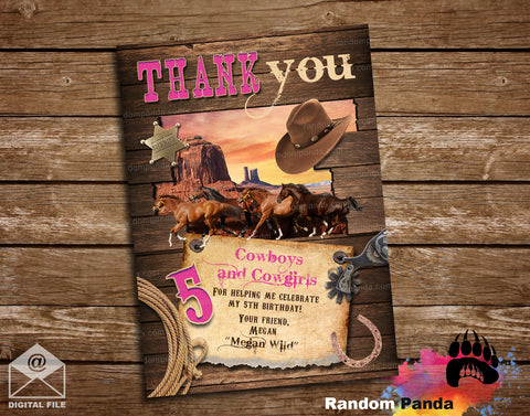 Old West Cowgirl Thank You Card