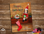 Cute Christmas Card, Baby Elf on Mantel