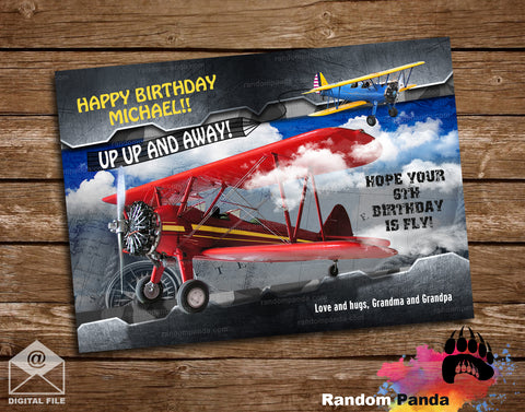 Aviator Pilot Red Airplane Birthday Card
