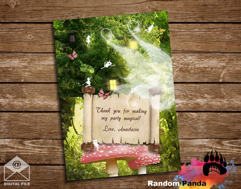 Fairy Garden Treehouse Pink Thank You Card