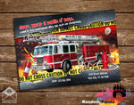 Firetruck Invitation, Firefighter Party Invite