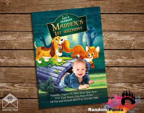 Funny Fox and the Hound Baby Party Invitation