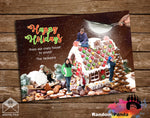 Funny Christmas Card, Family Building Gingerbread House