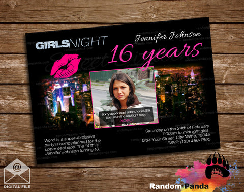 Funny Girls Night Out Gossip Girl Party Invitation