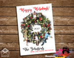 Funny Christmas Card, Hanging from Xmas Wreath