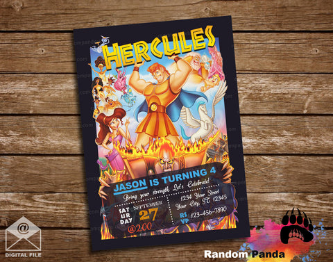 Hercules Cartoon Party Invitation