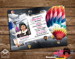 Hot Air Balloon Pink Pilot License Party Invitation