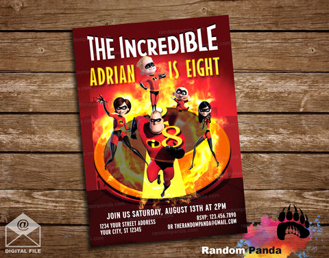 The Incredibles Fire Logo Party Invitation