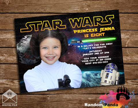 Funny Princess Leia Invitation, Star Wars Birthday Invite