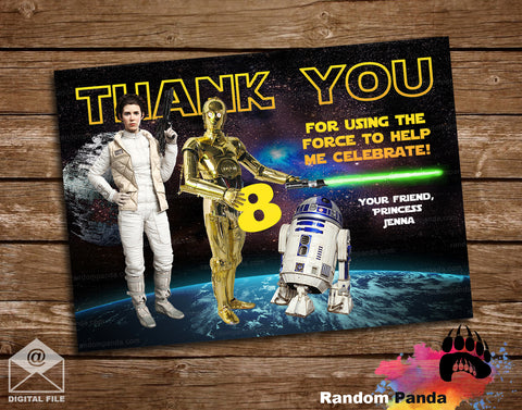 Star Wars Princess Leia R2D2 Thank You Card