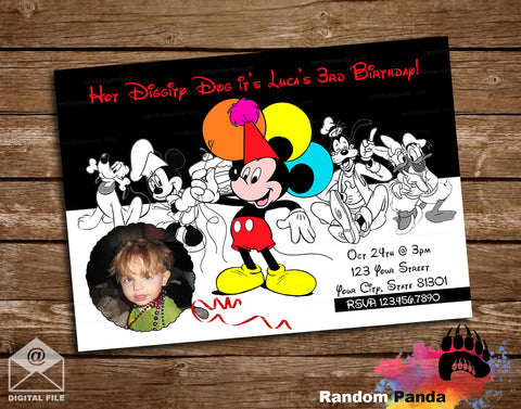 Mickey Mouse Classic Cartoon Party Invitation