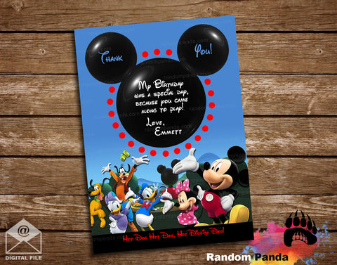 Mickey Mouse Ears Thank You Card