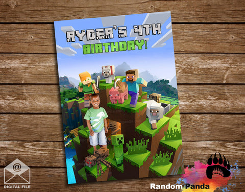Funny Minecraft Poster, Video Game Party Backdrop