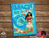 Moana Pool Party or Beach Party Birthday Invitation
