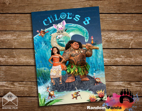 Moana Costume Party Poster, Maui Birthday Backdrop