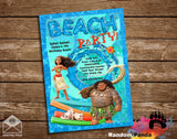 Moana and Maui Pool Party or Beach Party Birthday Invitation