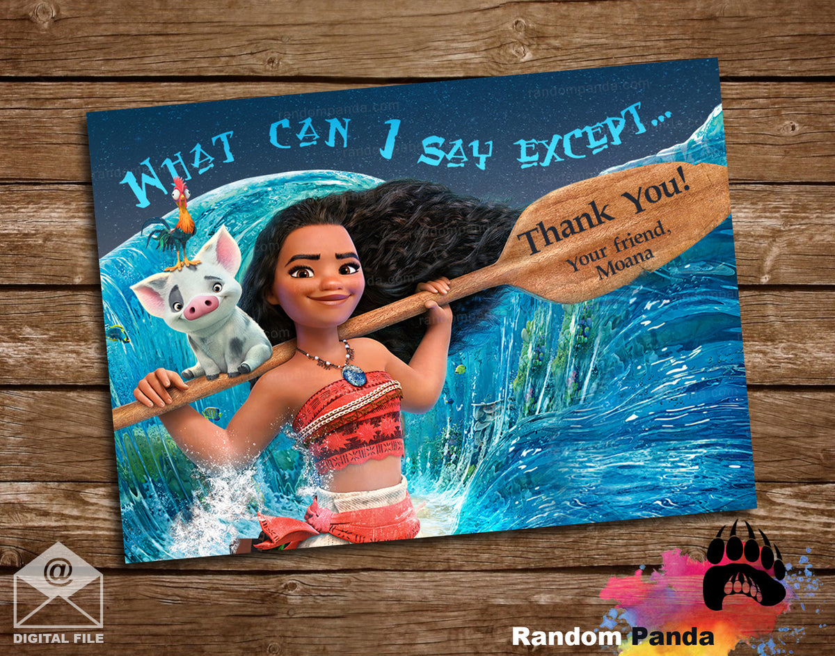 Moana and Pig Thank You Card – Random Panda