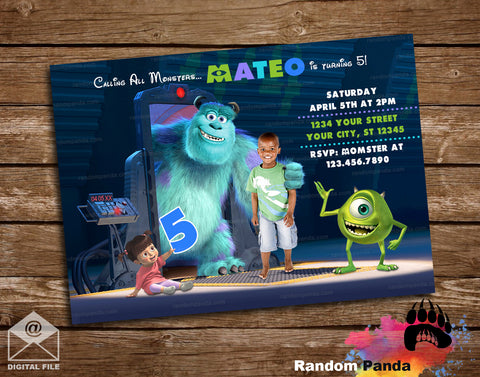 Funny Monsters Inc Birthday Party Invitation