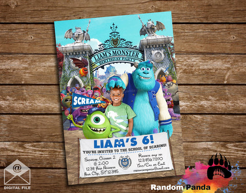 Funny Monsters Inc University Party Invitation