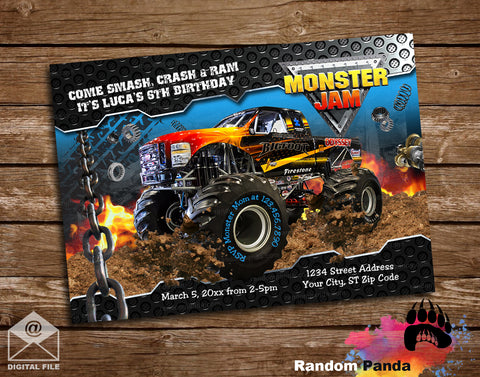 Monster Truck Invitation, Monster Jam Bigfoot Invite