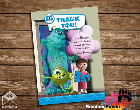 Monsters Inc Thank You Card, Boo Thank You Note