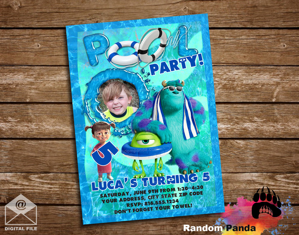 monsters inc party invitations Monsters Inc Pool Party Invitation