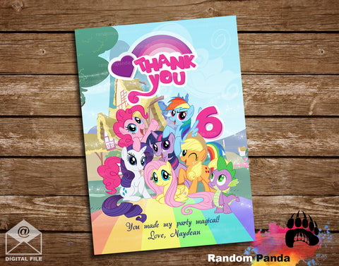 My Little Pony Party Thank You Card