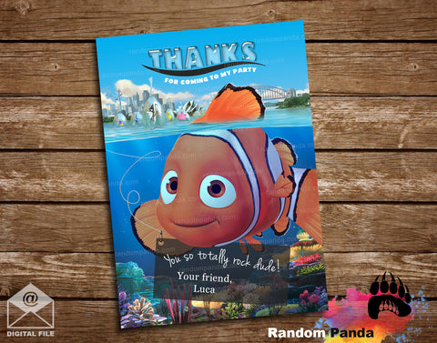 Nemo Thank You Card, Fish in Bags Thanks Note