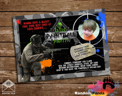 Paintball War Party Invitation