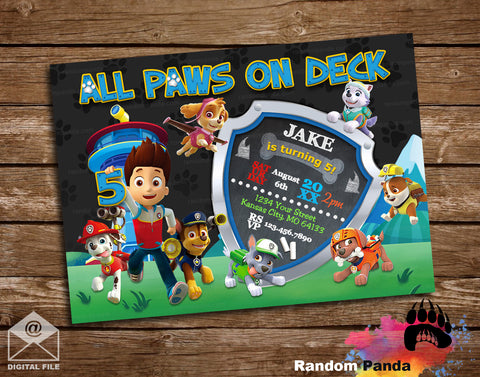 Paw Patrol Dog Party Invitation