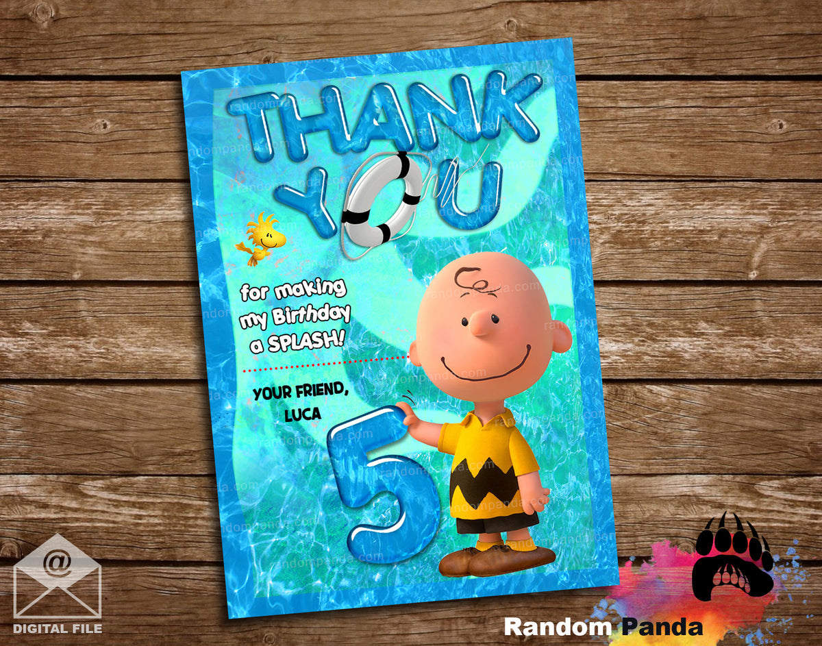 Peanuts Pool Party Thank You Card – Random Panda