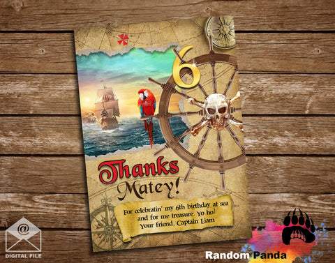 Pirate Party Treasure Map Thank You Card