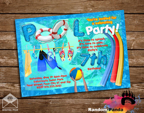 Swimming Pool Birthday Party Invitation