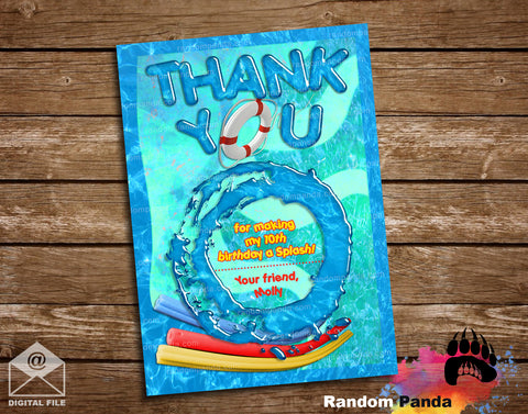 Swimming Pool Party Thank You Card