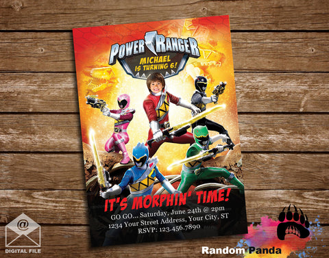 Funny Be A Power Ranger Party Invitation