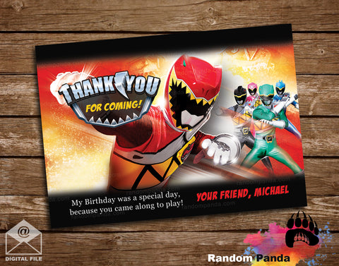 Power Rangers Party Thank You Card