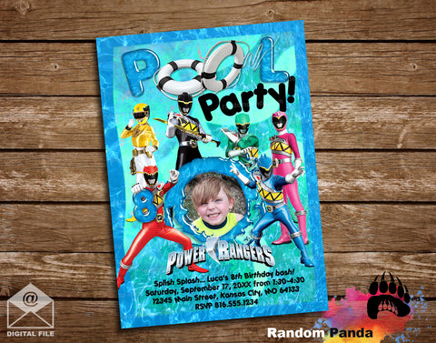 Power Rangers Pool Party Invitation