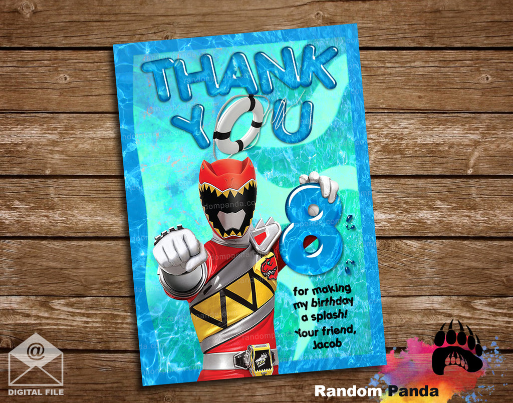 Power Rangers Pool Party Thank You Card – Random Panda