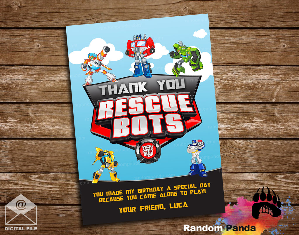 Thank You Rescue Rescue Bots Thank You Card โ Random Panda