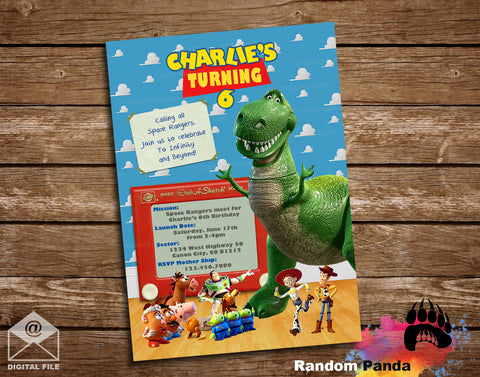 Toy Story Dinosaur Rex Party Invitation
