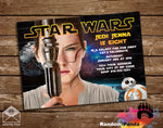 Rey Birthday Invitation, Star Wars Jedi Party Invite