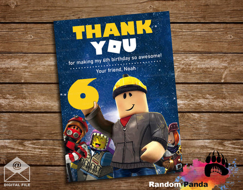 Roblox Video Game Thank You Card