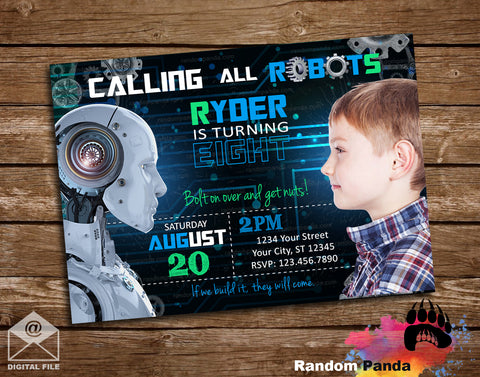 Funny AI Robot Party Invitation