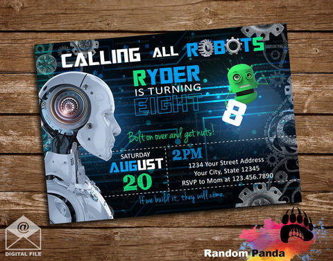 AI Robot Birthday Party Invitation