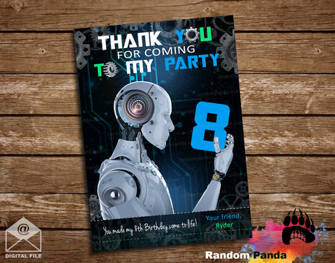 AI Robot Party Thank You Card