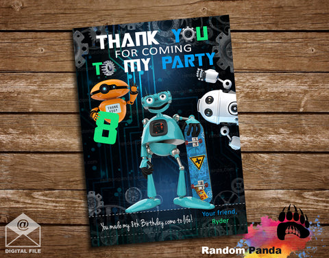 Skater Robot and Droids Thank You Card