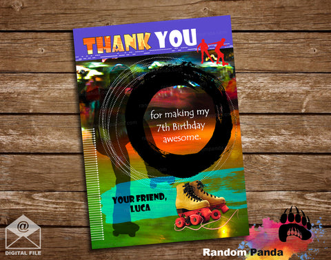 80s Retro Roller Skating Thank You Card