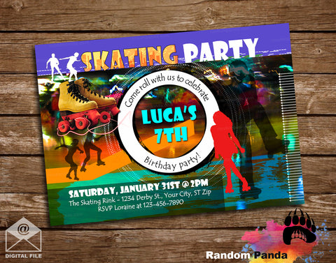 80s Retro Roller Skate Party Invitation