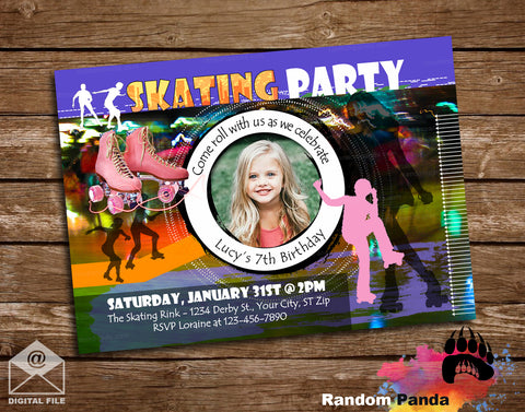 Pink Roller Skating 80s Retro Party Invitation