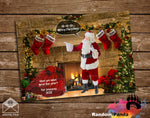 Funny Christmas Card, Santa with Xmas Stockings on Chimney